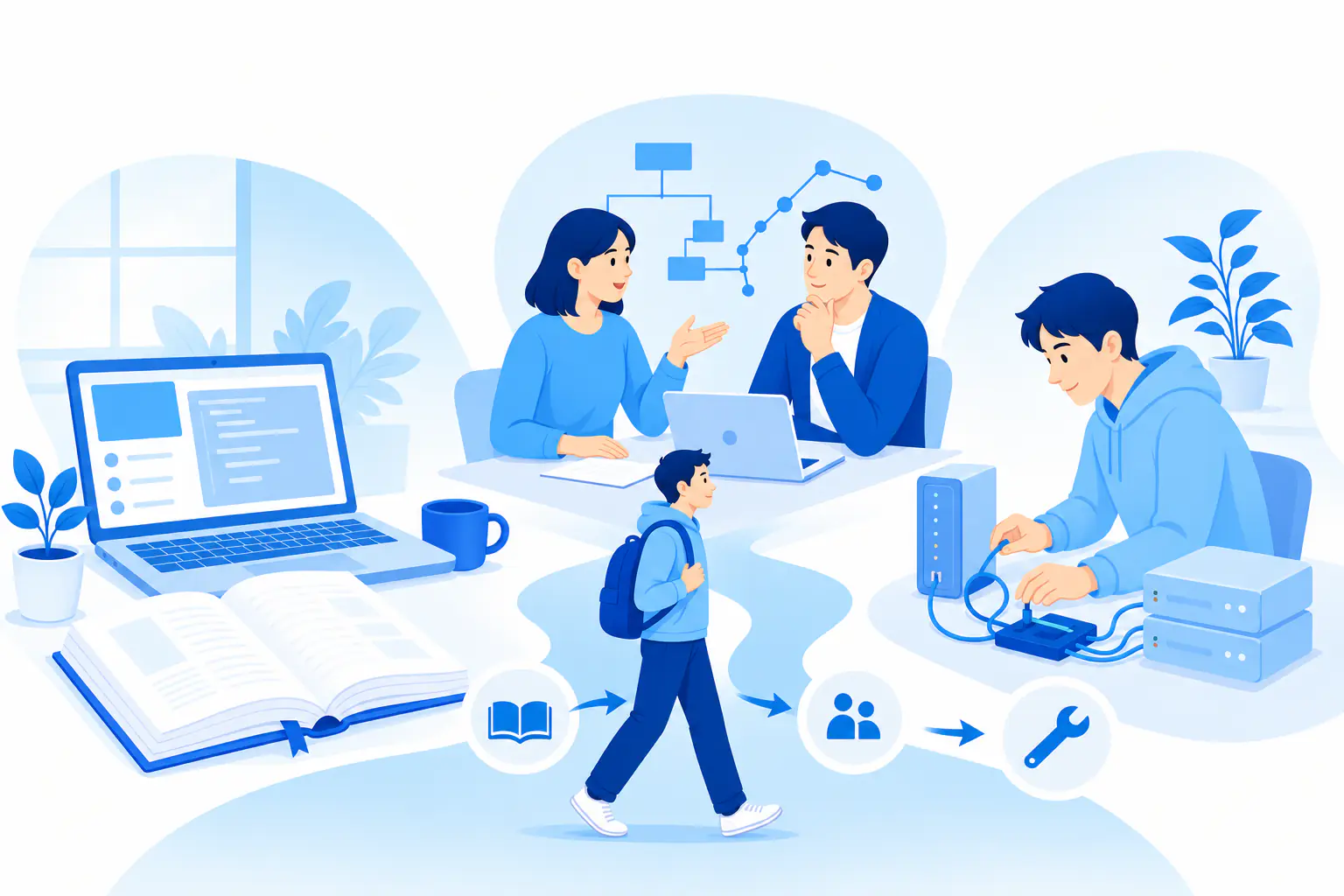 技術を学びながら、チームで相談し問題を解決するエンジニア