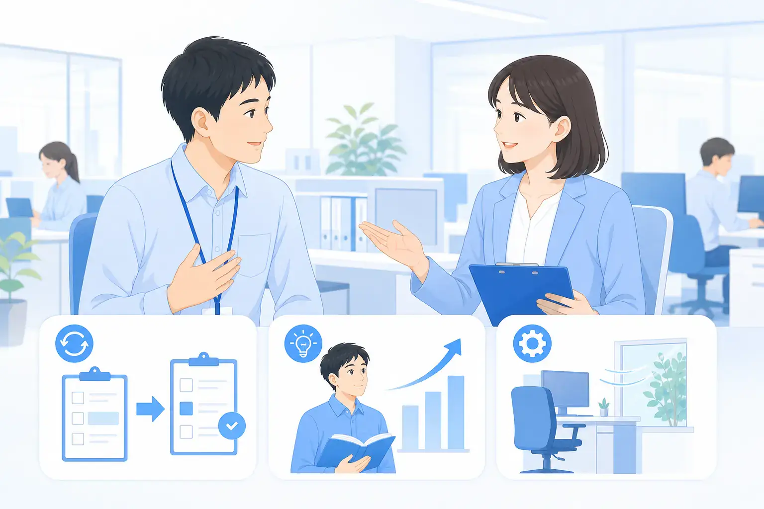仕事や職場の困りごとを相談し、対処法を整理する