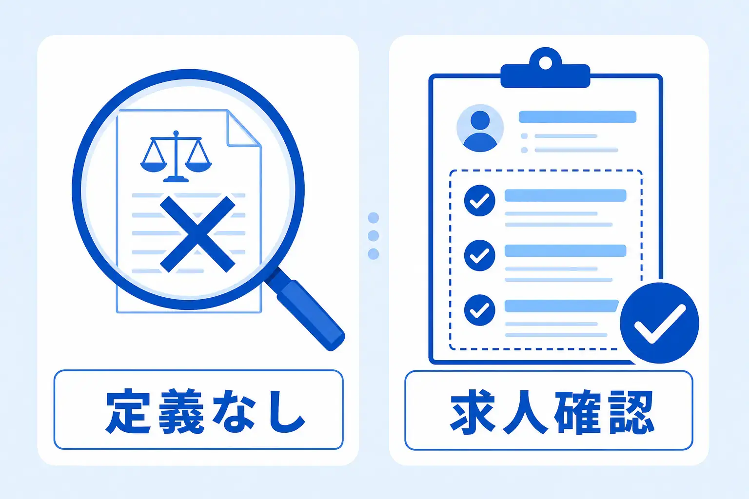 第二新卒に法令上の定義はなく、募集要項の対象確認が重要だと示す比較図